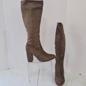 Dominique Nicole Rachele Women 12M Taupe Faux Suede Block Heel Knee High Boots